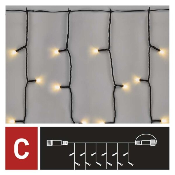 EMOS Standard LED spojovací vánoční řetěz – záclona, 1x2 m, venkovní, teplá bílá