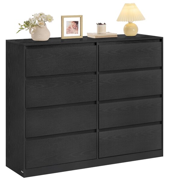 Komoda VASAGLE, úložná skříňka s 8 zásuvkami, do ložnice, 40 x 119,4 x 97,5 cm, moderní, černá