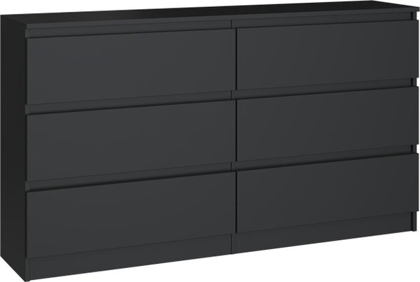Topeshop M6 140 CZAR 2X3, Černá, 6 zásuvka/zásuvek, Dřevotřískové desky, Jednobarevný, Moderní, Dřevotřískové desky
