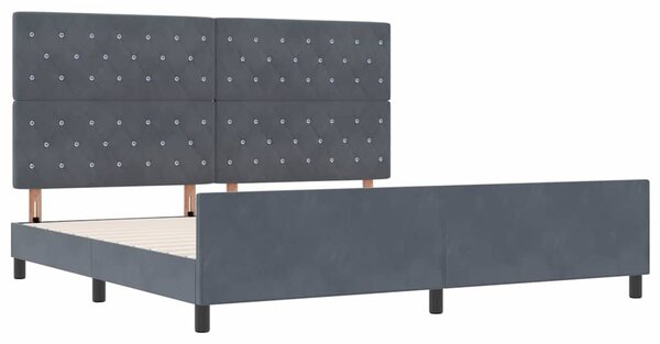 Postel s boxspringem s čelo Tmavě šedá 200 x 200 cm samet 3344898