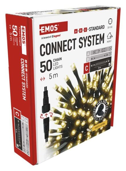 EMOS Standard LED spojovací vánoční řetěz, 5 m, venkovní i vnitřní, teplá bílá