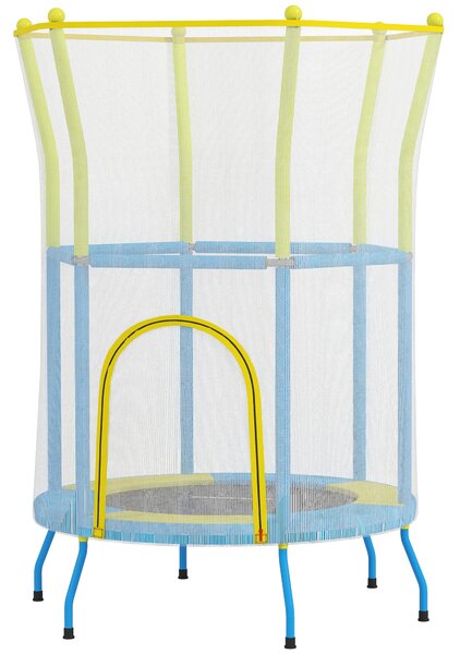Dětský trampolína AIYAPLAY Ø140x190 cm pro děti ve věku 3-6 let se síťkou a měkčenými tyčemi, nosnost 45 kg, pro vnitřní použití, vícebarevný | Aosom