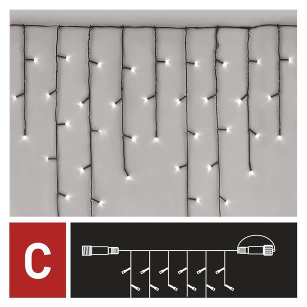 EMOS Standard LED spojovací vánoční řetěz – rampouchy, 2,5 m, venkovní, studená bílá