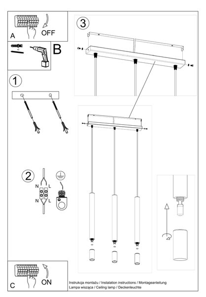 Sollux Lighting Závěsné svítidlo WEZYR 3 bílé