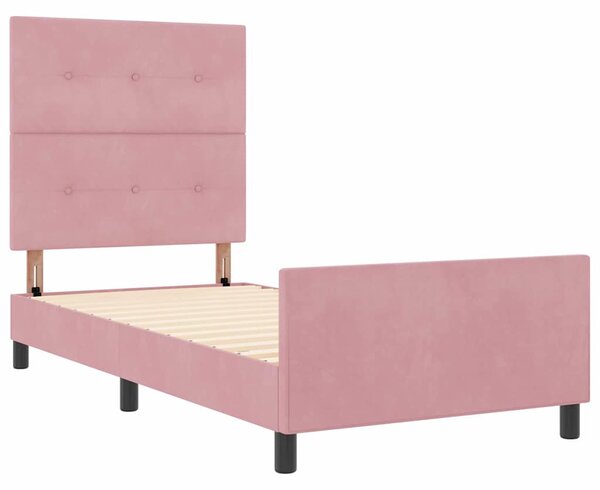 Postel s boxspringem s čelo Růžová 80 x 200 cm samet 3344908