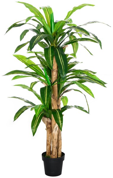 Umělá Dracaena Outsunny 160 cm s květináčem - Umělá rostlina s 66 mechem pokrytými listy pro zahradu, balkon, kancelář nebo obývací pokoj Ø20x160 cm Z