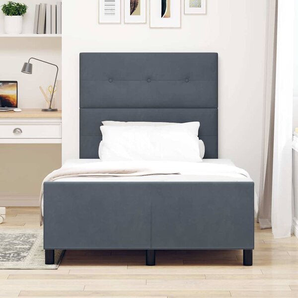 Postel s boxspringem s čelo Tmavě šedá 120 x 190 cm samet 3344928