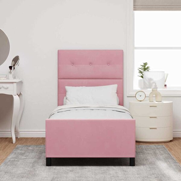 Postel s boxspringem s čelo Růžová 80 x 200 cm samet 3344908