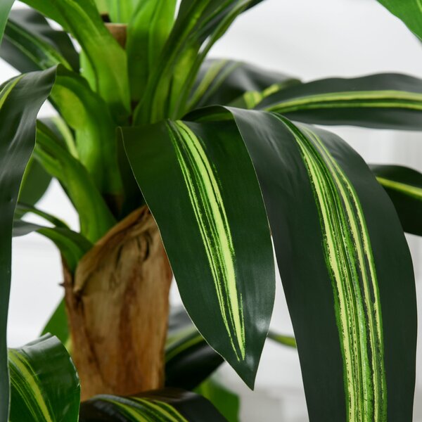 Umělá Dracaena Outsunny 160 cm s květináčem - Umělá rostlina s 66 mechem pokrytými listy pro zahradu, balkon, kancelář nebo obývací pokoj Ø20x160 cm Z