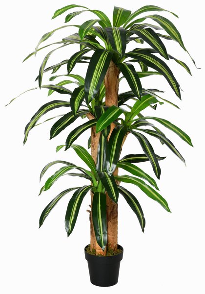 Umělá Dracaena Outsunny 160 cm s květináčem - Umělá rostlina s 66 mechem pokrytými listy pro zahradu, balkon, kancelář nebo obývací pokoj Ø20x160 cm Z