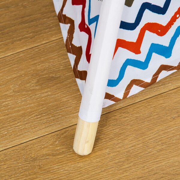 HOMCOM Dětský Teepee Stan pro děti od 3 let - Přenosný Dřevěný Tipi s Okénkem pro Vnitřní a Venkovní Použití 120x120x155 cm Bílý | Aosom