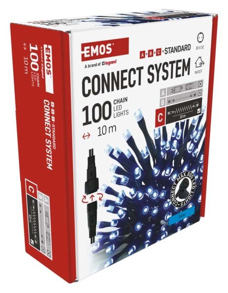 EMOS Standard LED spojovací vánoční řetěz, 10 m, venkovní i vnitřní, modrá