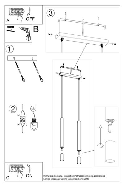 Sollux Lighting Závěsné svítidlo WEZYR 2 černé