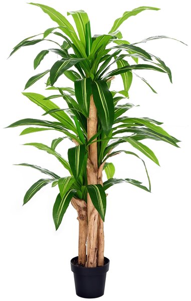 Umělá Dracaena Outsunny 160 cm s květináčem - Umělá rostlina s 66 mechem pokrytými listy pro zahradu, balkon, kancelář nebo obývací pokoj Ø20x160 cm Z