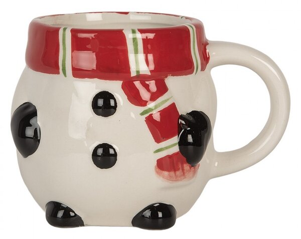Keramický hrnek sněhulák s víčkem - 13*9*22 cm / 300 ml / 375 ml - Clayre & Eef