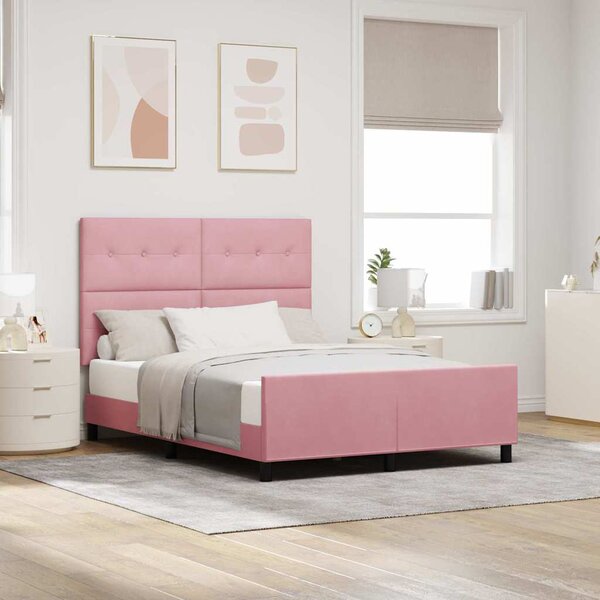 Postel s boxspringem s čelo Růžová 160 x 200 cm samet 3344956