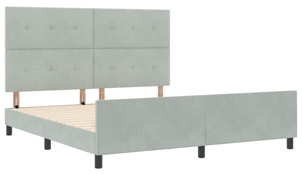 Postel s boxspringem s čelo Světle šedá 180 x 200 cm samet 3344957