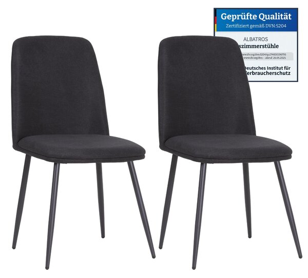 Látková židle Albatros BONO černá - sada 2 jídelních židlí v moderním retro designu Látkový potah DEKRA testovaný na snadnou údržbu