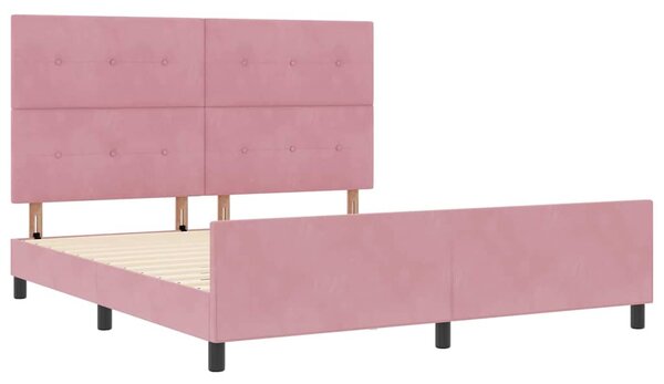 Postel s boxspringem s čelo Růžová 180 x 200 cm samet 3344962