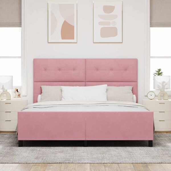 Postel s boxspringem s čelo Růžová 180 x 200 cm samet 3344962