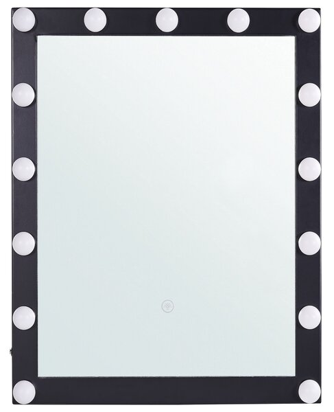 Nástěnné LED zrcadlo kovové 50 x 60 cm černé ODENAS