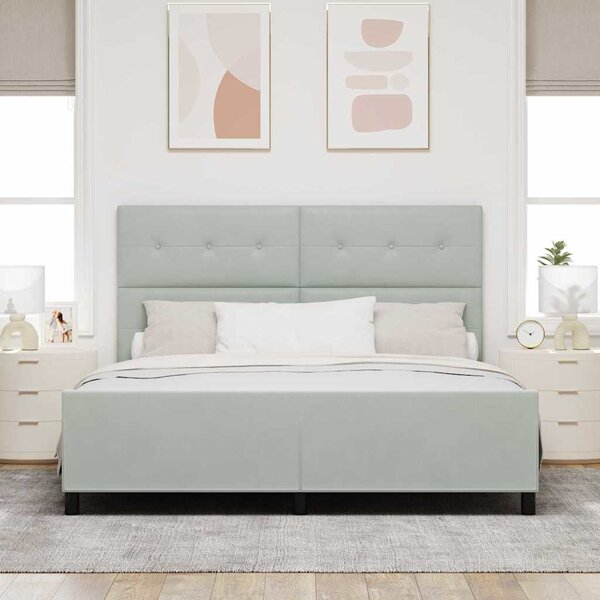 Postel s boxspringem s čelo Světle šedá 180 x 200 cm samet 3344957