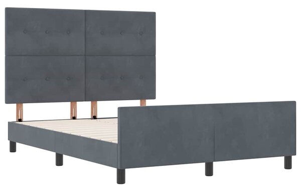 Postel s boxspringem s čelo Tmavě šedá 140 x 190 cm samet 3344940