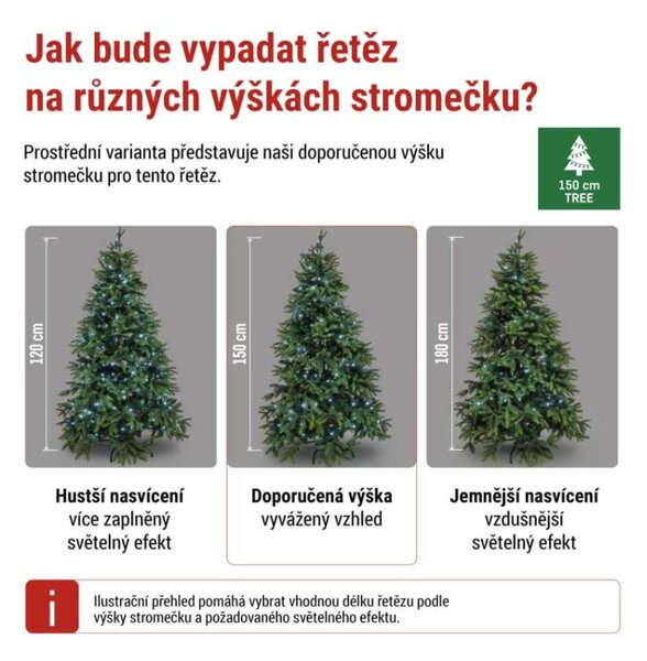 EMOS LED vánoční řetěz, 12 m, venkovní i vnitřní, studená bílá, programy, časovač