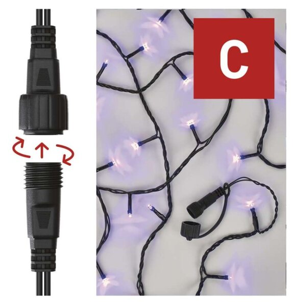 EMOS Standard LED spojovací vánoční řetěz, 10 m, venkovní i vnitřní, fialová