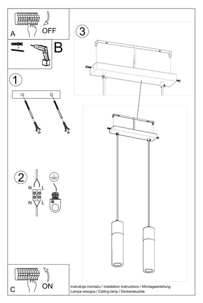 Sollux Lighting Závěsné svítidlo ZANE 2 šedé