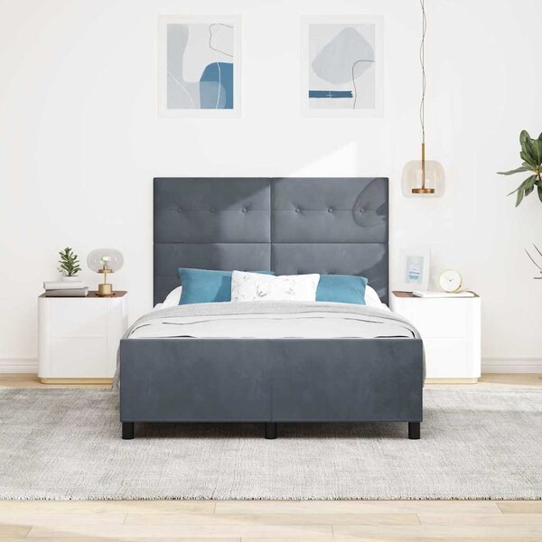 Postel s boxspringem s čelo Tmavě šedá 140 x 190 cm samet 3344940