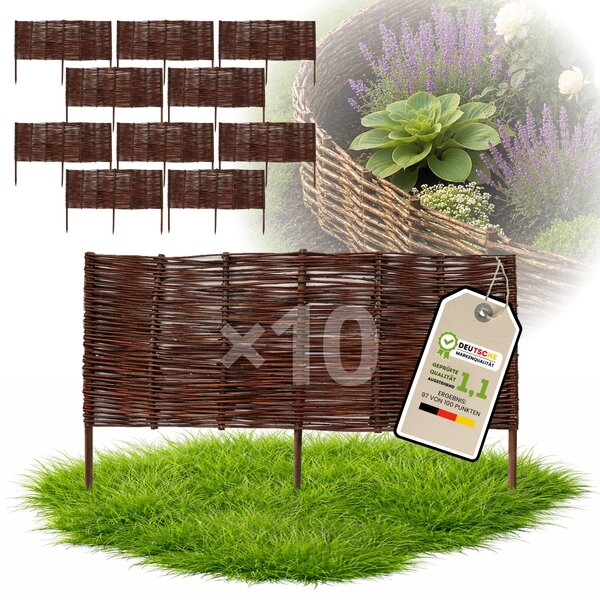 Floranica 10 kusů Vrbový plot 40 cm x 100 cm – Zahradní plot z vrbového proutí Palisáda Přírodní oplocení Ohraničení záhonu