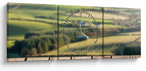 Obraz - Výhled na krajinu (s hodinami) (90x30 cm)