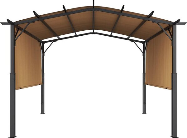 Venkovní výsuvná pergola o rozměrech 10 x 10 stop s klenutou kovovou střechou