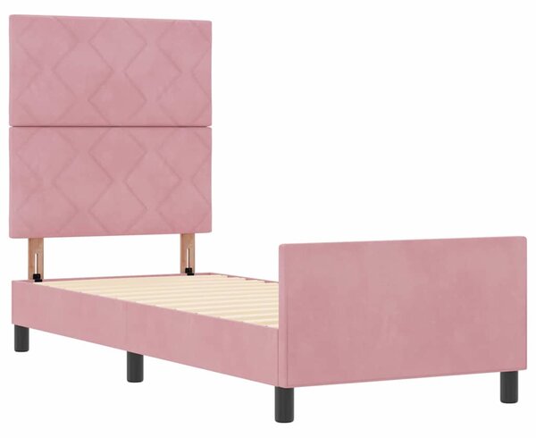 Postel s boxspringem s čelo Růžová 80 x 200 cm samet 3344974