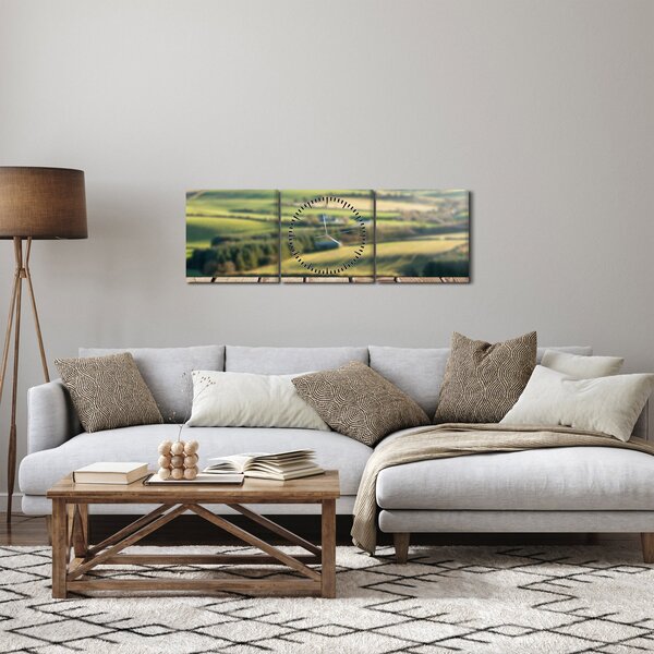 Obraz - Výhled na krajinu (s hodinami) (90x30 cm)