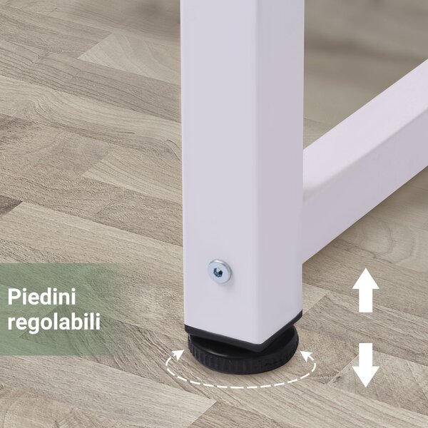 HOMCOM Moderní Psací Stůl se Skleněným Rámem a Nastavitelnými Nohy pro Kancelář a Domácnost 120x60x76 cm Bílý | Aosom