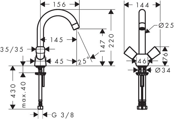 Hansgrohe Logis umyvadlová baterie stojící chrom 71221000