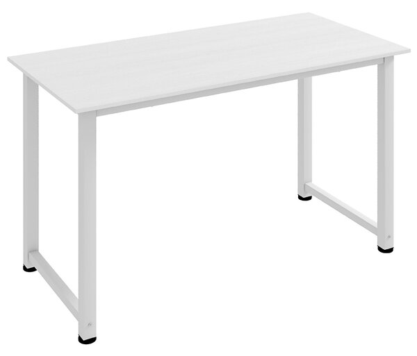 HOMCOM Moderní Psací Stůl se Skleněným Rámem a Nastavitelnými Nohy pro Kancelář a Domácnost 120x60x76 cm Bílý | Aosom
