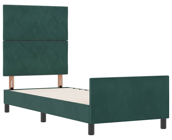 Postel s boxspringem s čelo Tmavě zelená 80 x 200 cm samet 3344972