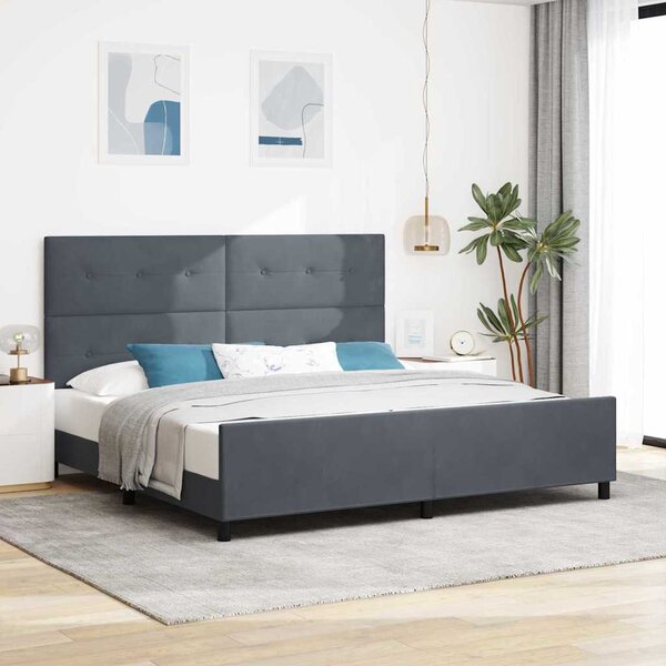 Postel s boxspringem s čelo Tmavě šedá 200 x 200 cm samet 3344964