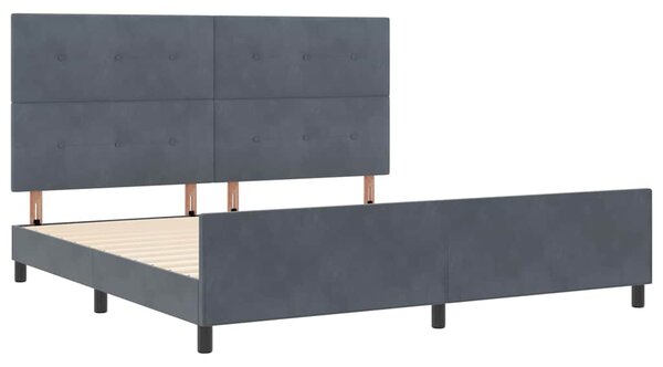 Postel s boxspringem s čelo Tmavě šedá 200 x 200 cm samet 3344964