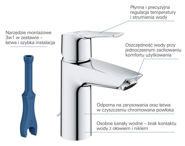 Grohe Start umyvadlová baterie stojící StarLight Chrome 32277002