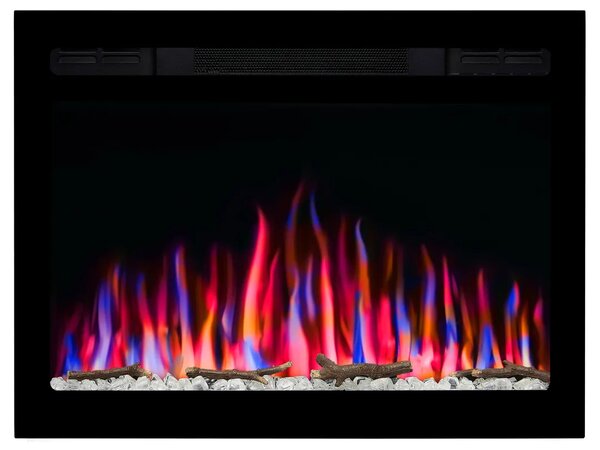 ArtiFlame AF27WR Elektrický vestavný krb s ohřevem 1800 W, realistický efekt plamene, LED osvětlení, dálkové ovládání, časovač, černý