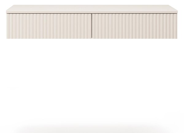 BEAUTYSOFA | Závěsný toaletní stolek SOFT Kašmír 100 cm, konzolový stolek se 2 zásuvkami a rýhovanými čely, systém Push-to-Open