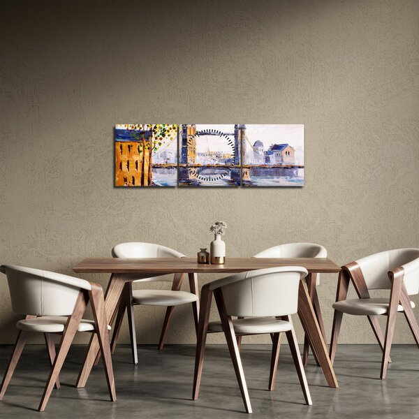 Obraz - Malba města (s hodinami) (90x30 cm)