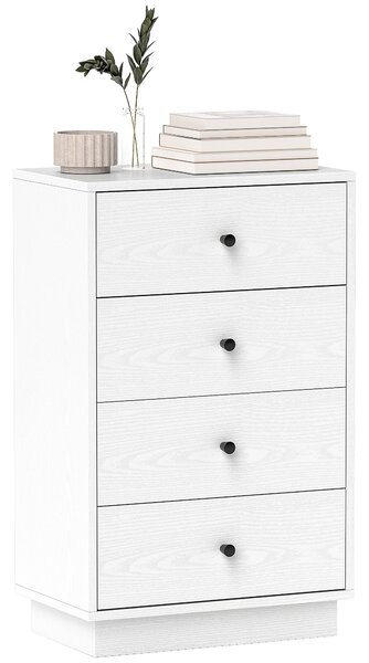 HOMCOM Úzká komoda se 4 šuplíky - Moderní dresser do ložnice 47x29x75 cm Bílá | Aosom