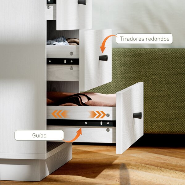 HOMCOM Úzká komoda se 4 šuplíky - Moderní dresser do ložnice 47x29x75 cm Bílá | Aosom