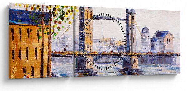 Obraz - Malba města (s hodinami) (90x30 cm)
