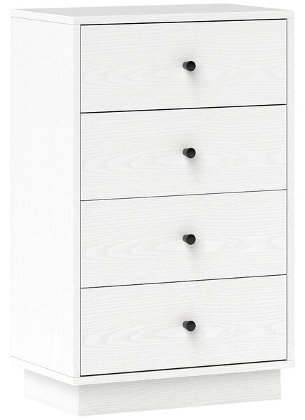 HOMCOM Úzká komoda se 4 šuplíky - Moderní dresser do ložnice 47x29x75 cm Bílá | Aosom